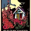 Tiny House Poster with Hollyhocks by Jay Shafer of Tumbleweed Houses