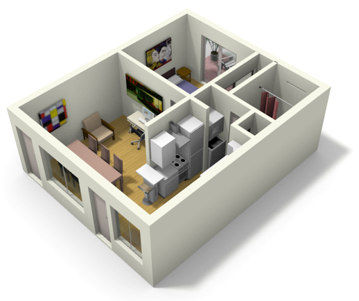 Small Apartment Design for Live/Work: 3D Floor Plan And Tour
