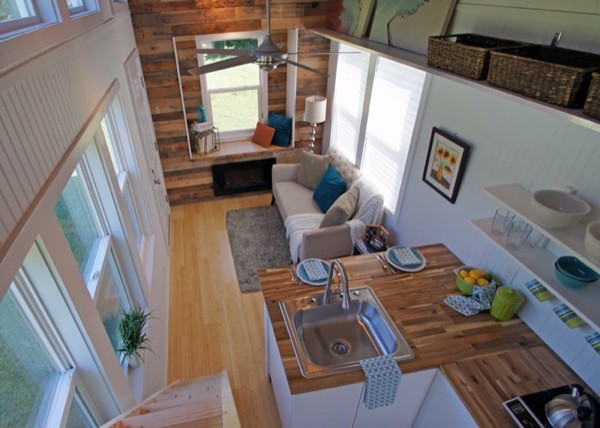 living room in tiny home