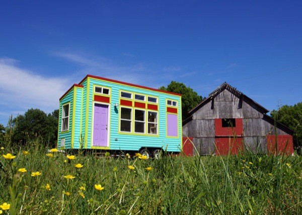 colorful tiny house on wheels