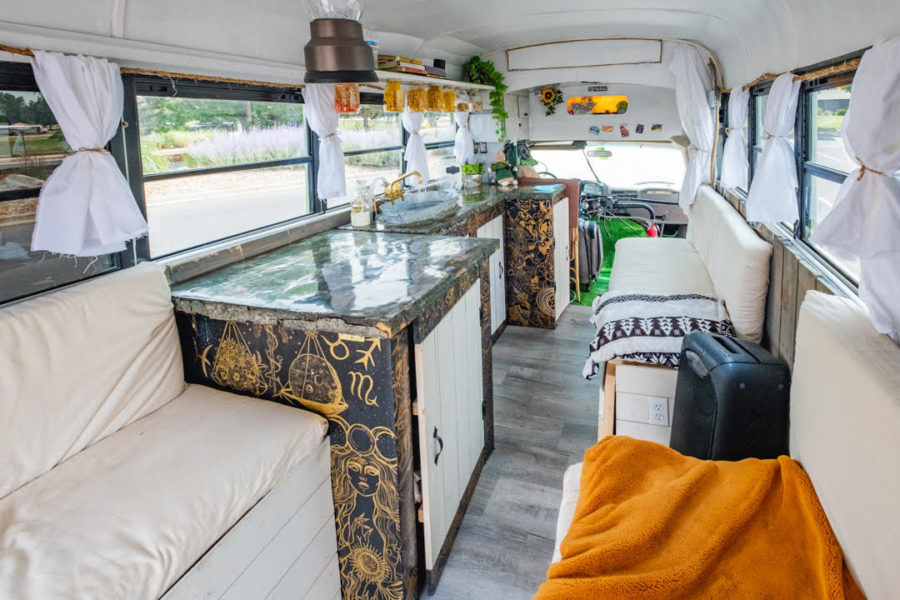 20-Year-Old EJ & Her Dad Built This $20K Short Bus Home
