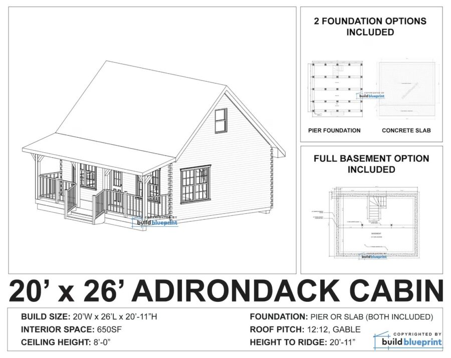 20′ x 26′ Adirondack Cabin w: Loft Bedroom 5