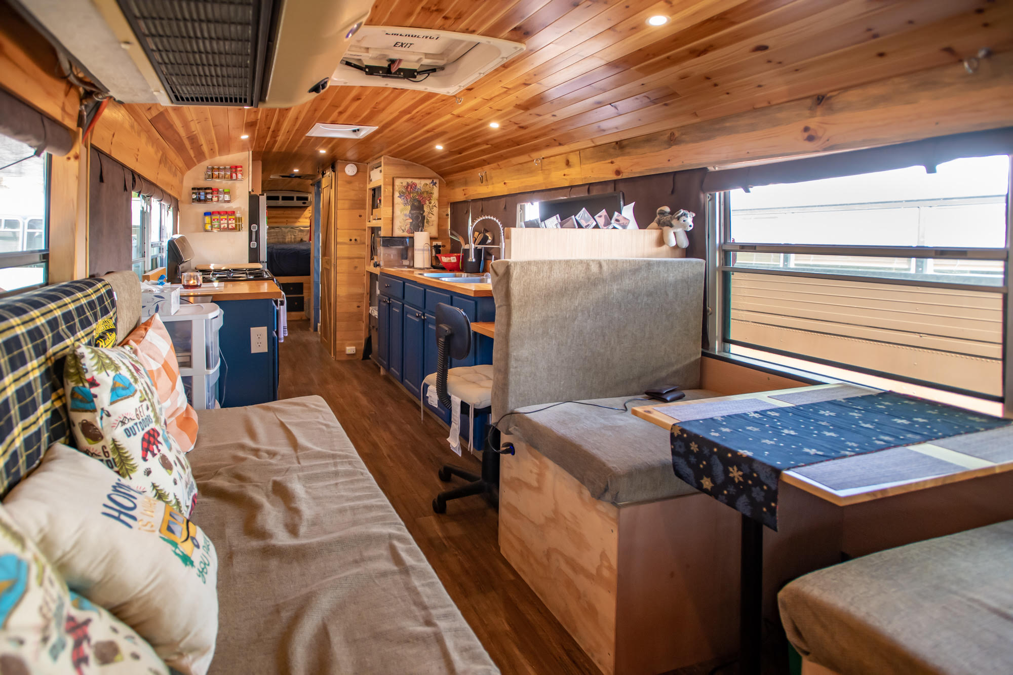 He Built An Incredible Cabin-Inspired School Bus Motorhome