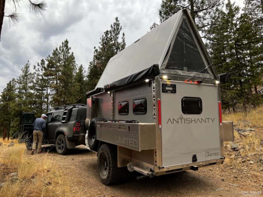 Antishanty AS-1 Limited off-road tiny house and toy hauler with compact design and rugged features.