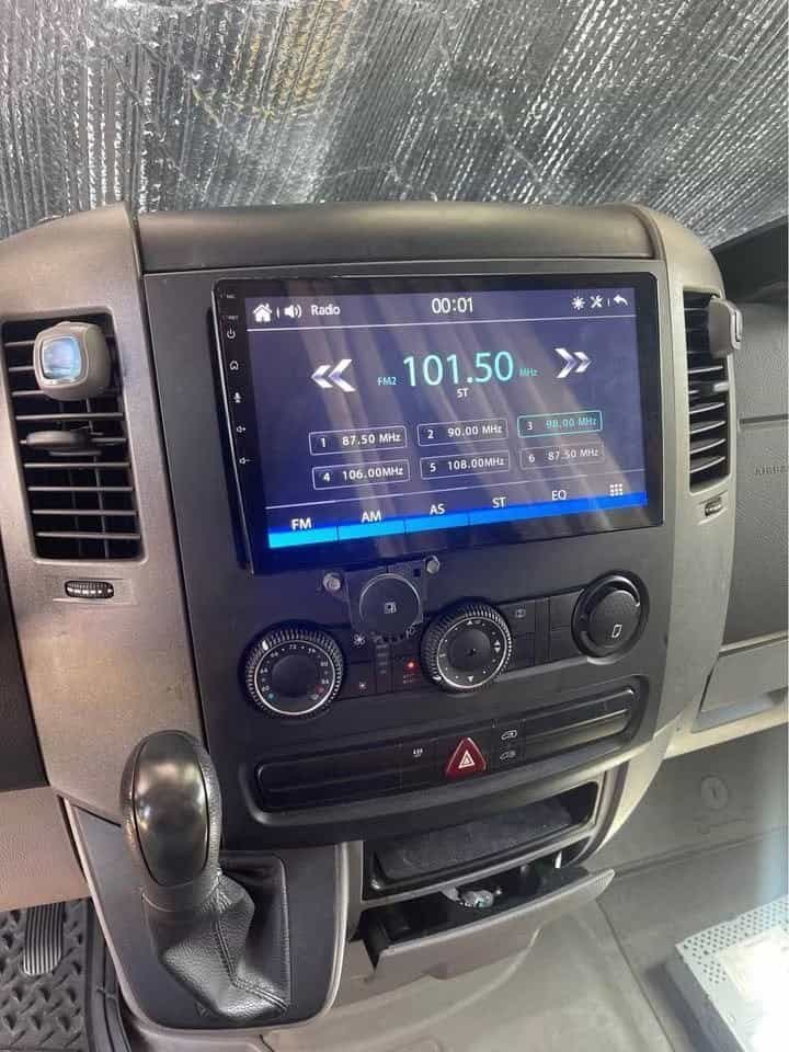 Sprinter dashboard with an aftermarket touchscreen stereo