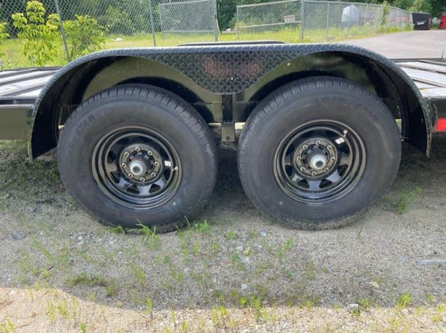 Dual-wheel tiny house trailer for mobile tiny homes.