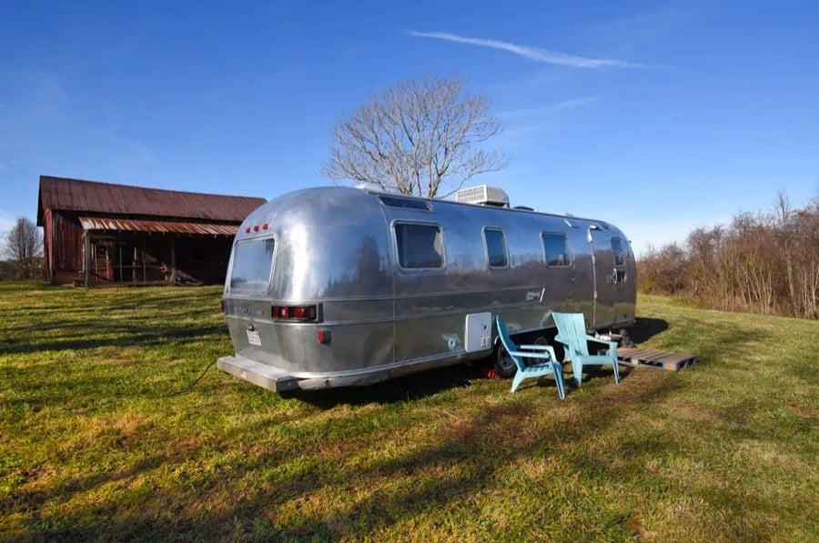 29-foot Airstream Ambassador vintage tiny house vacation on a farm in Winston-Salem 001