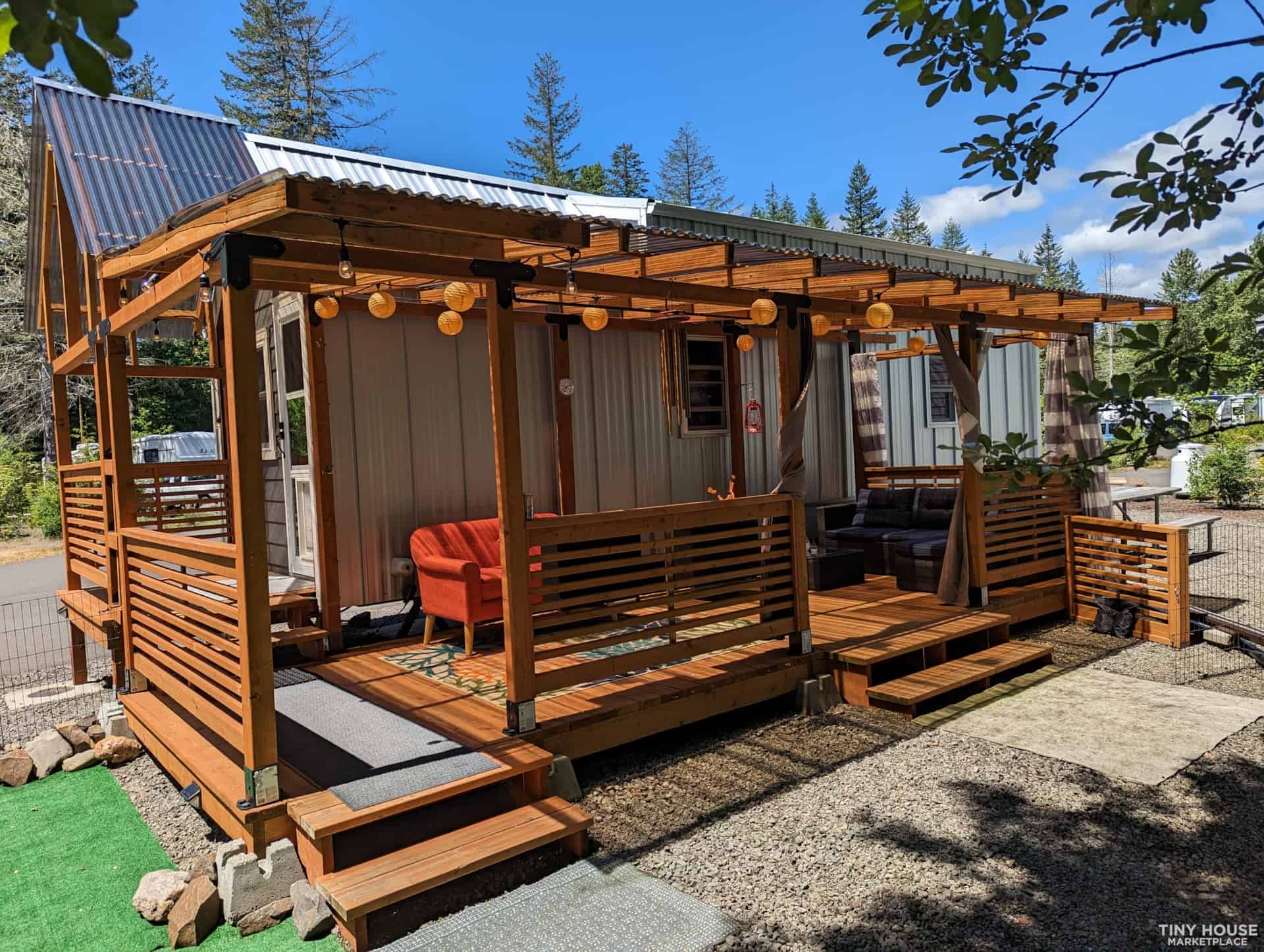 Image result for 30′ Tumbleweed Tiny House on Wheels w/ Deck and Land Lease
