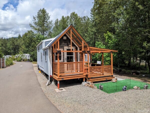 Image result for 30′ Tumbleweed Tiny House on Wheels w/ Deck and Land Lease