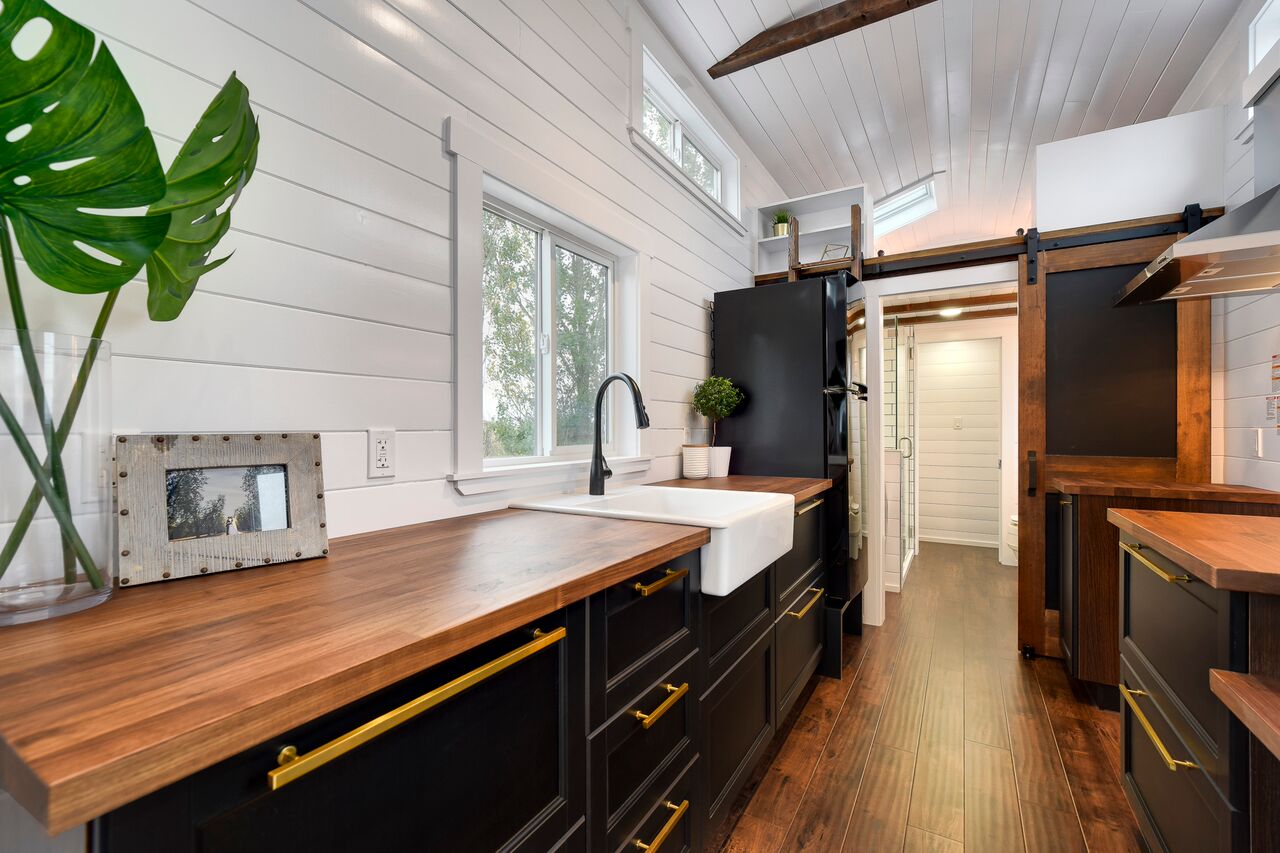 34-ft Tiny House on Wheels by Mint Tiny Homes with Amazing Bathroom and