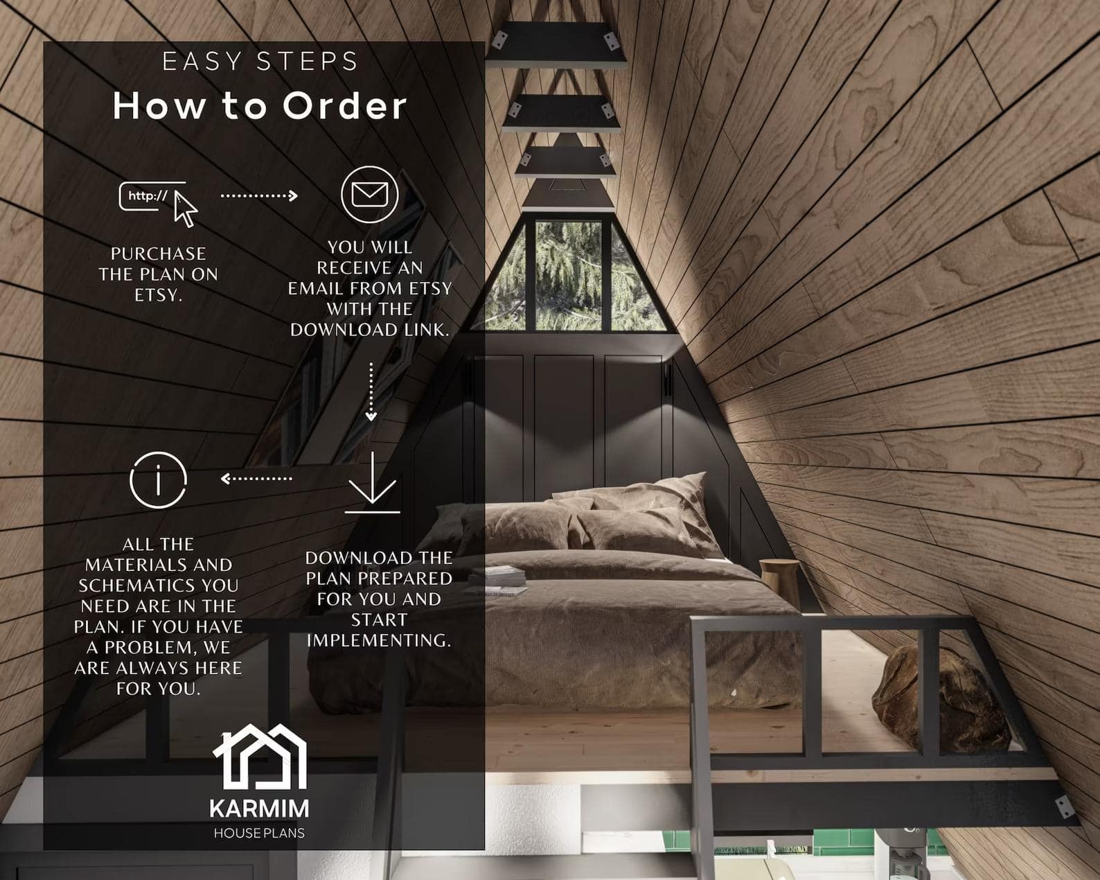 384 sq. ft. A-Frame Plans w/ Loft Bedroom