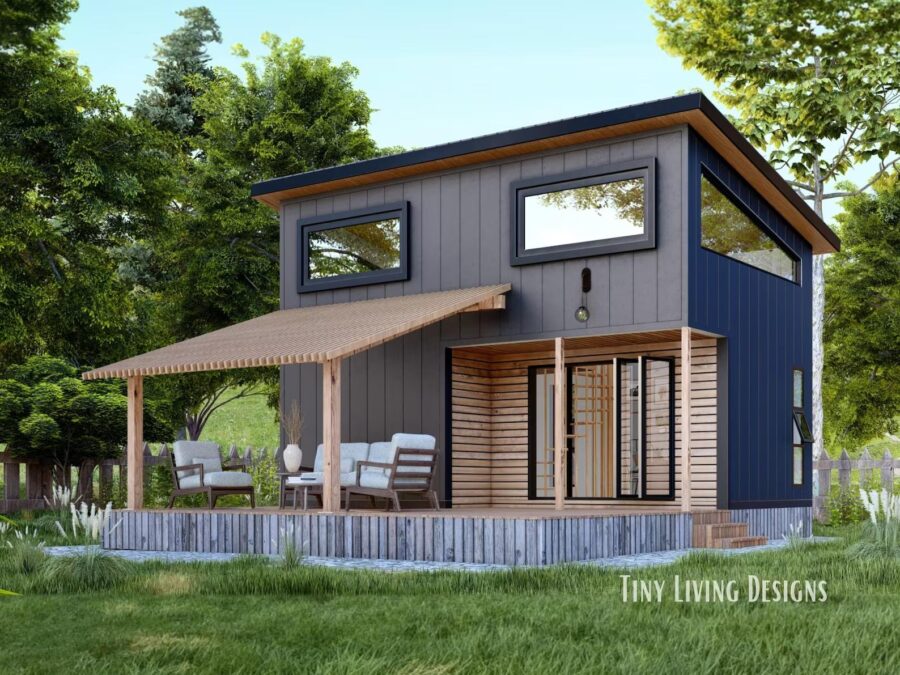 460 sq. ft. Foundation Tiny House w: Shed Roof Plans 2