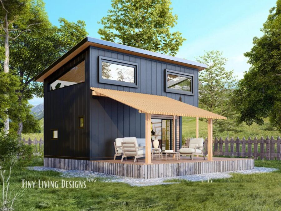 460 sq. ft. Foundation Tiny House w: Shed Roof Plans