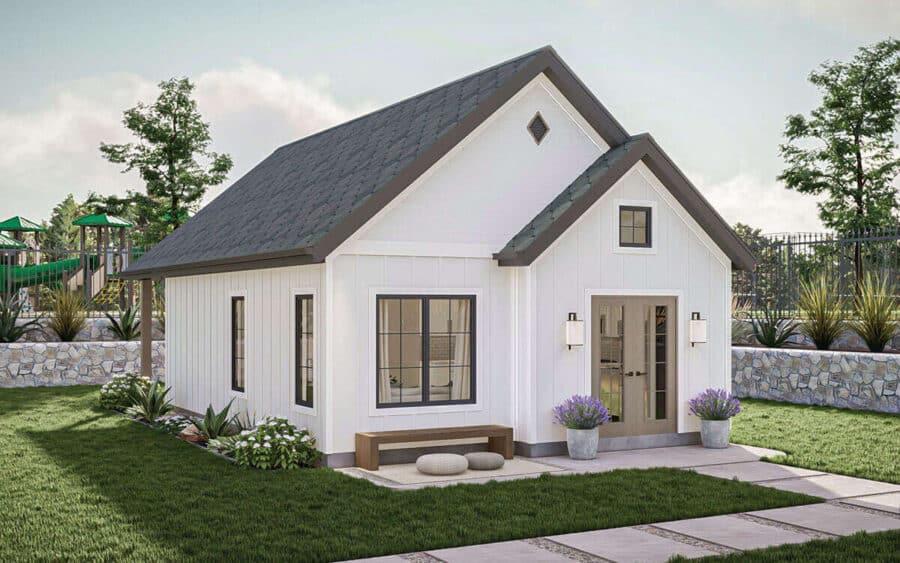 595 sq. ft. Foundation Tiny House Plans 9