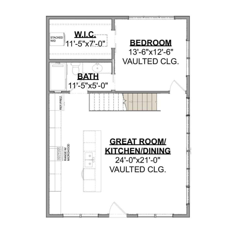 Charming tiny house featuring a striking roof design and efficient layout for comfortable living.