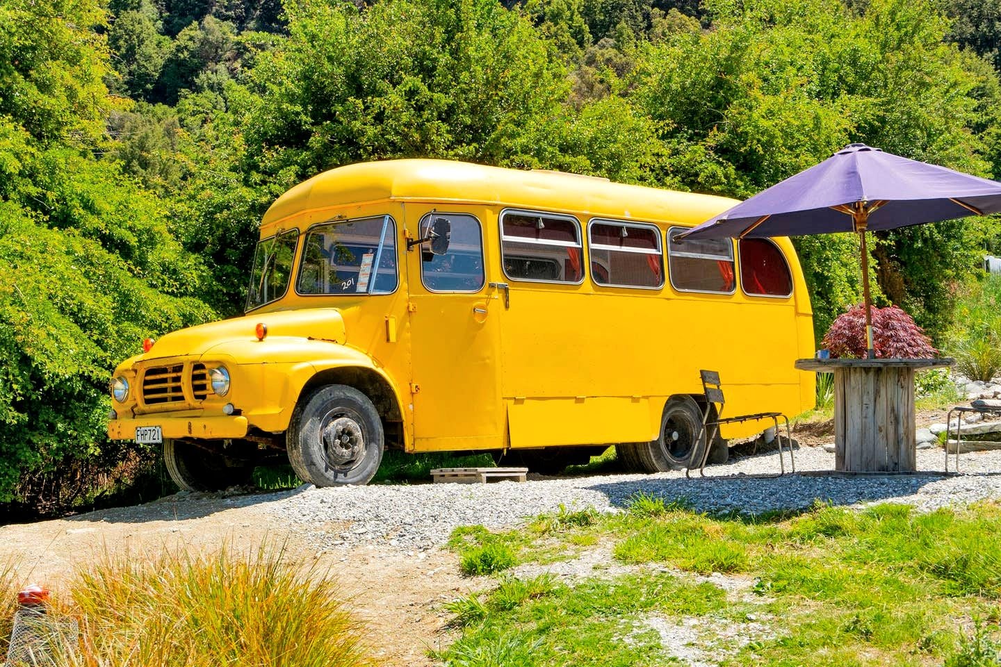 New Zealand Quirky Yellow Bus Vacation