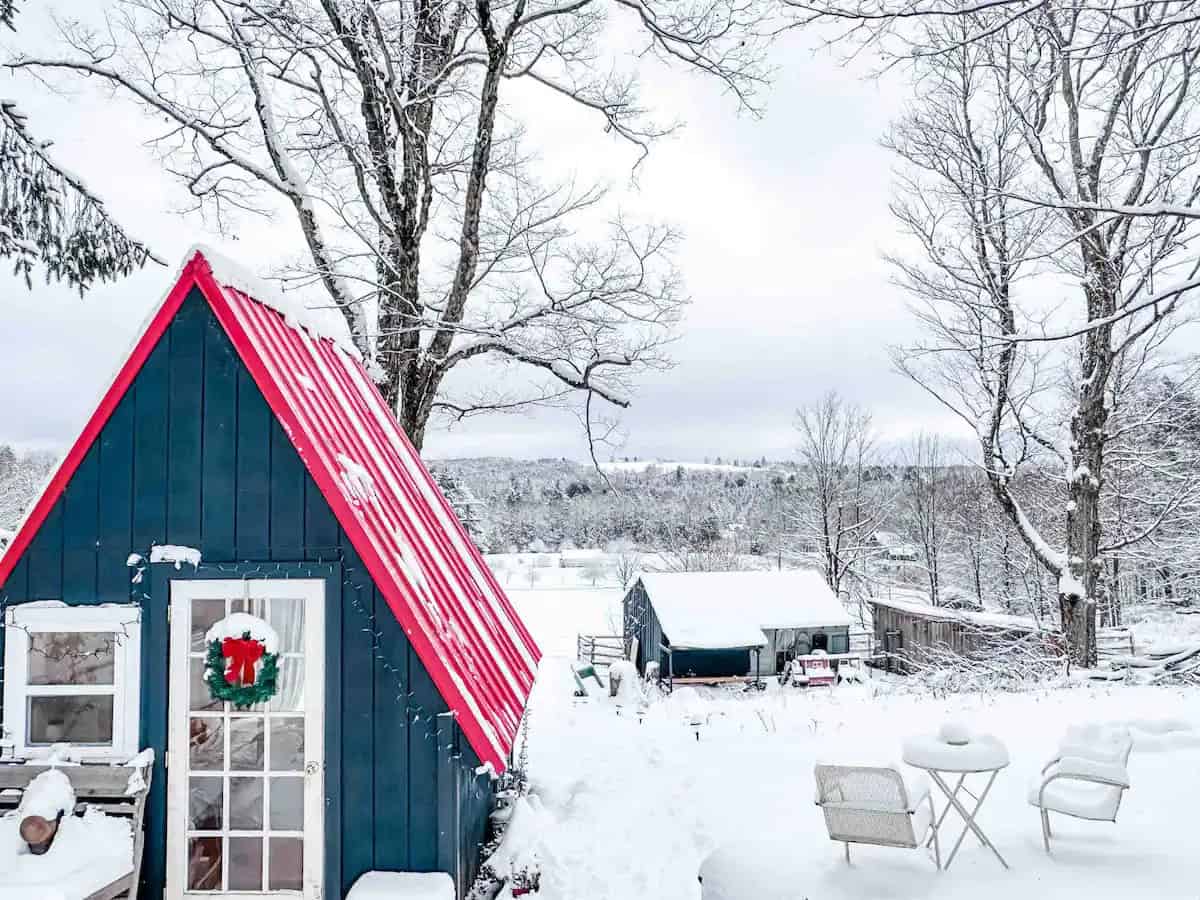 Tiny House Retreat in Snowy Landscape