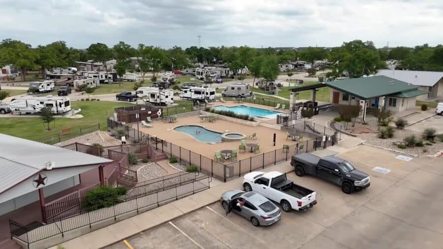Modern tiny house village with sustainable living amenities in Austin.