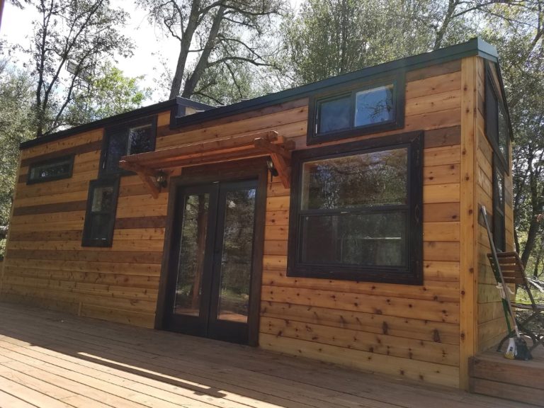 Beautiful 28ft Cedar Tiny House with Custom Deck by KJE Tiny Homes