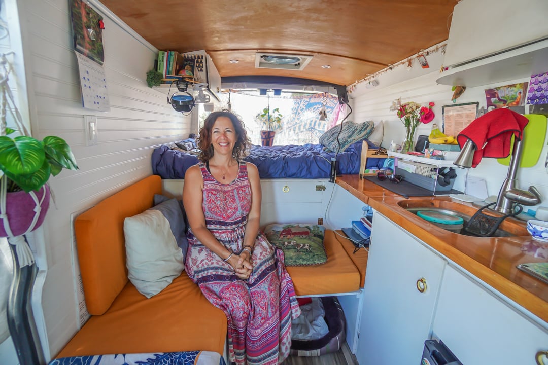 Buddhism and meditation in her van