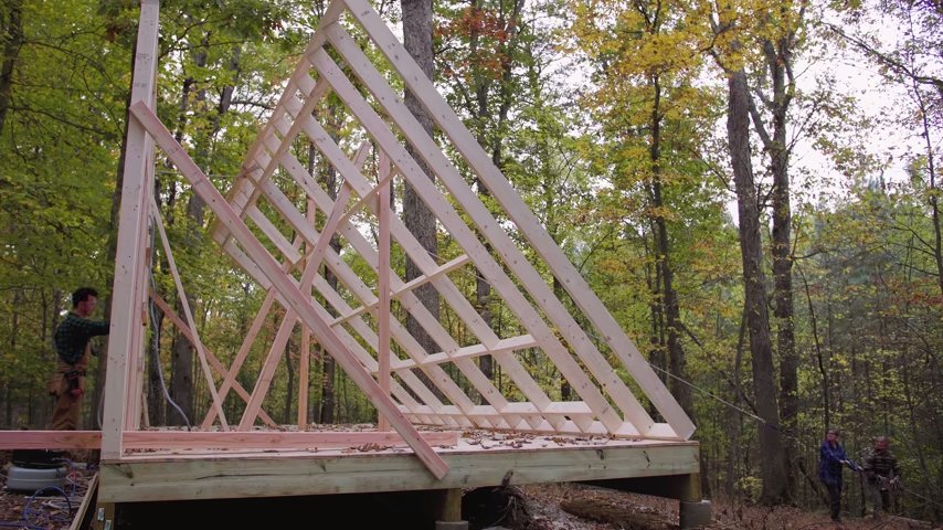 Building A Cabin From Start To Finish via Woodness Goodness on YouTube 008
