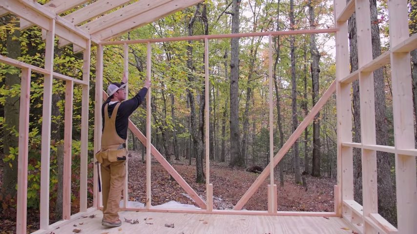 Building A Cabin From Start To Finish via Woodness Goodness on YouTube 009