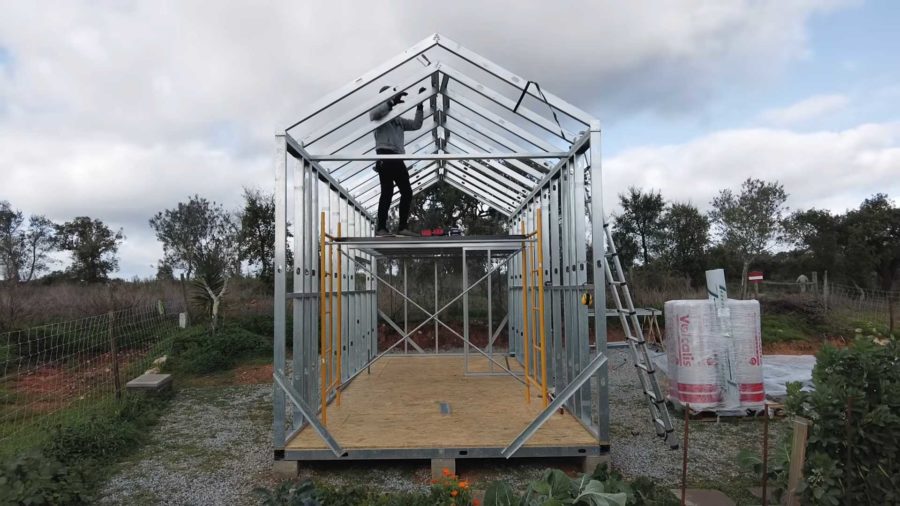 Building Their DIY Modern House Cabin 0013