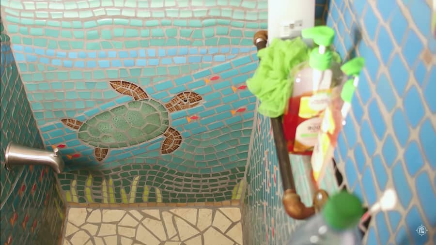 Bussy McBusFace Couple’s Skoolie w DIY Mosaic Shower & Dutch Door 4