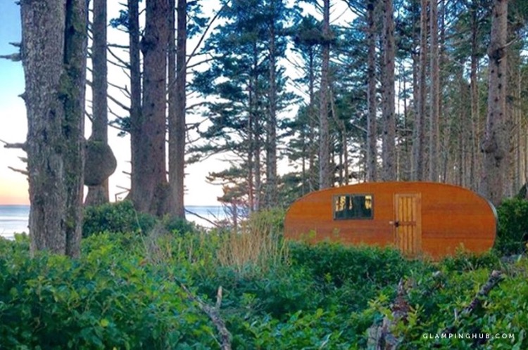 Caravan Trailer Bunk Cabin Getaway in The Woods via Glamping Hub 007