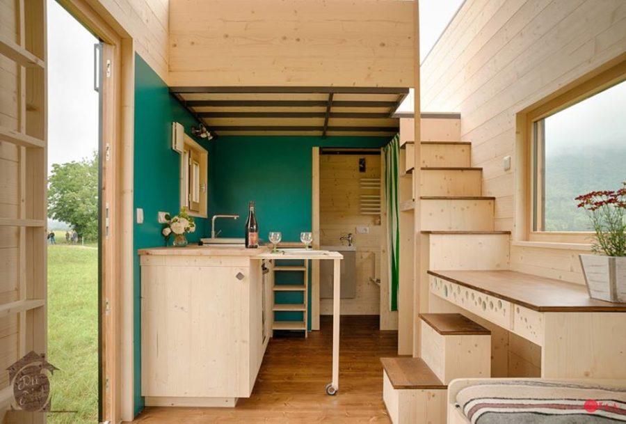 Cecile Tiny House with Convertible Roof by Opti Nid