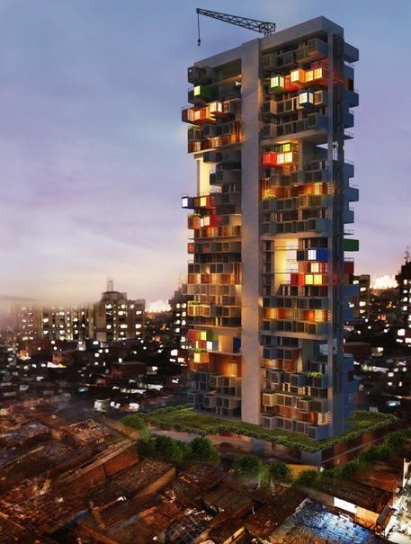 Concept Shipping Container Skyscraper in Mumbai, India