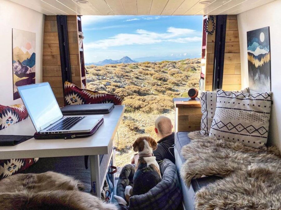 Couple & Their Beagle Travel Europe in their Sprinter Van Renovation 12