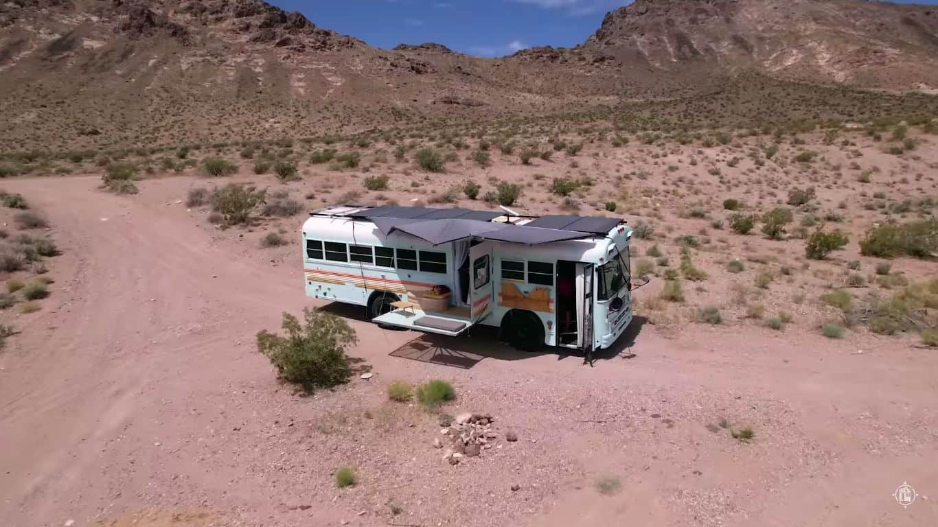 Tiny House on Wheels in Desert Landscape