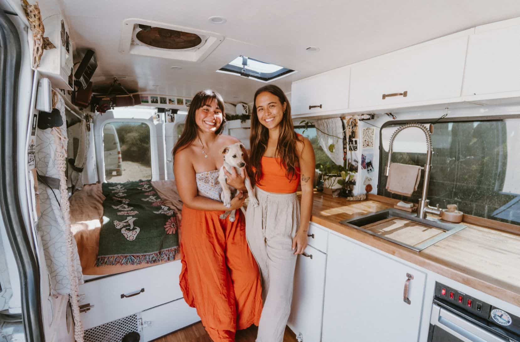 Bright Van Life with Friends and Dog