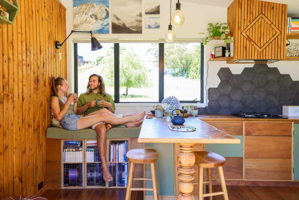 Cozy Tiny House Interior with Wooden Accents