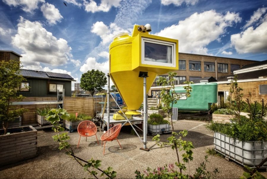 Culture Campsite at Rotterdam Lemon Loft Space Capsule Tiny Yellow Cabin 001