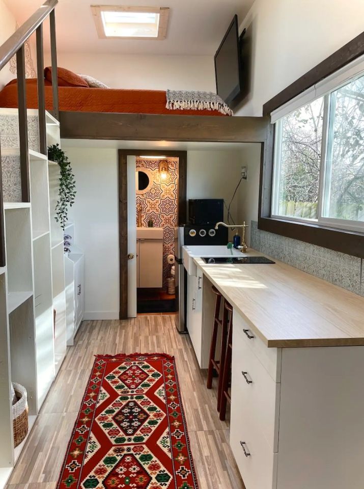 Dazzling Tiled Bathroom in this Electic Austin Tiny House 2