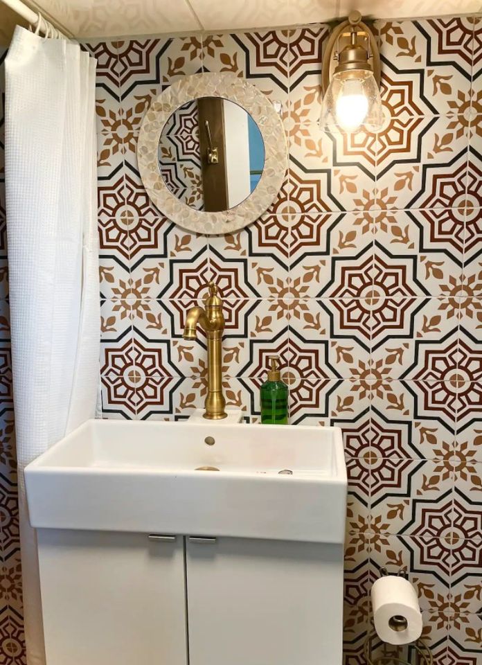 Dazzling Tiled Bathroom in this Electic Austin Tiny House 7