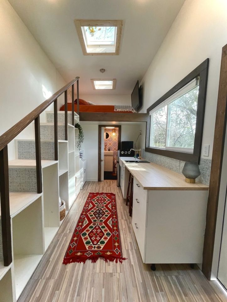 Dazzling Tiled Bathroom in this Electic Austin Tiny House