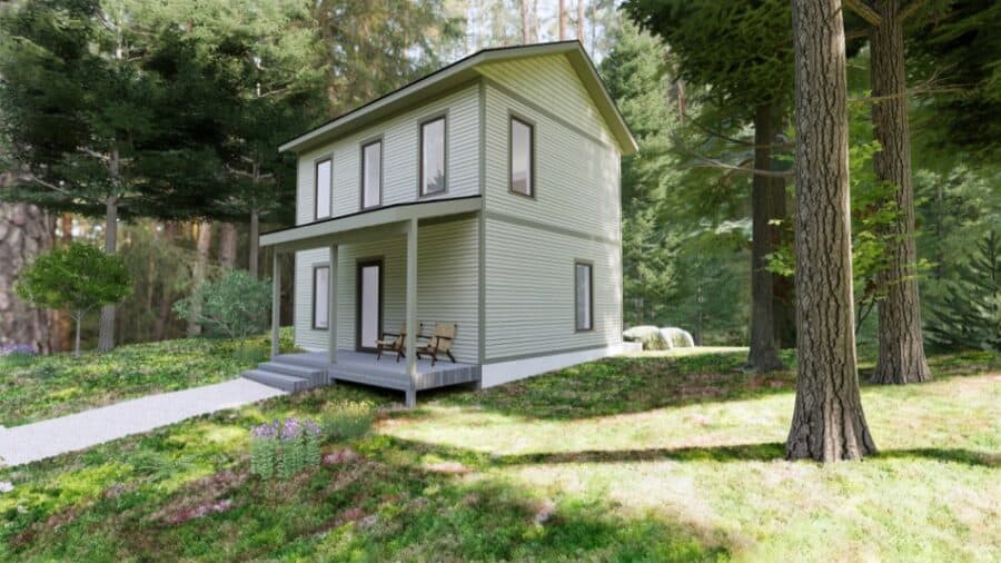 Forest-ready tiny home with modern design and peaceful surroundings.