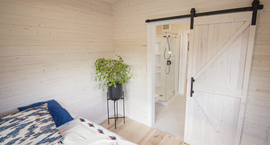 Barred Owl tiny house main floor bedroom