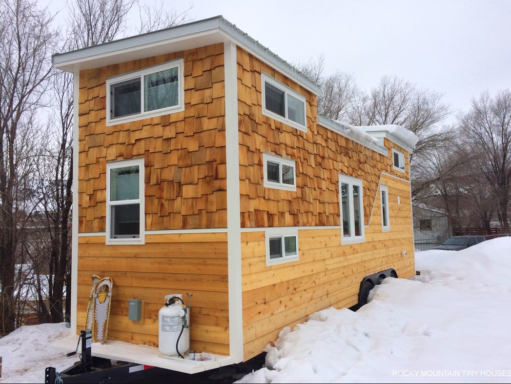 Family-friendly 28ft Wasatch Tiny House Plans with Main Floor Bunk Room by Rocky Mountain Tiny Houses 001