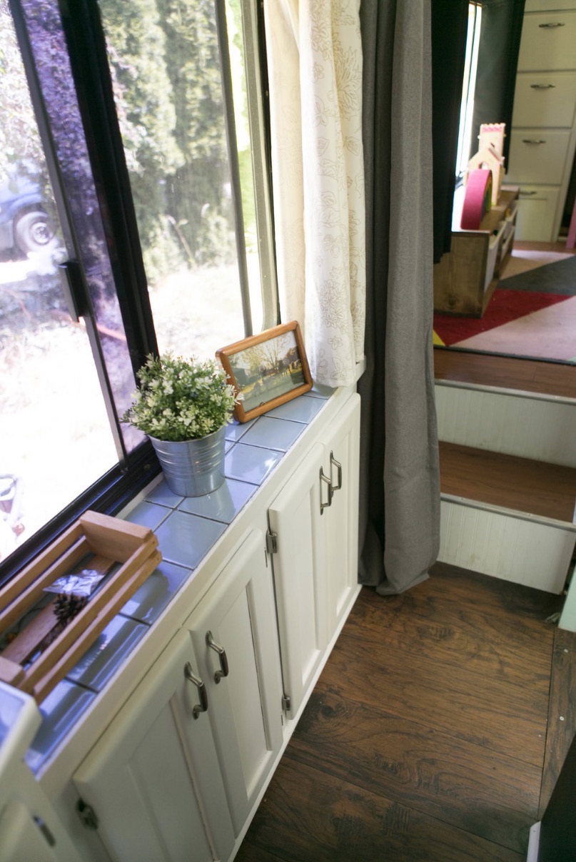 Portrait-style detail shot capturing the warmth and character of the family motorhome