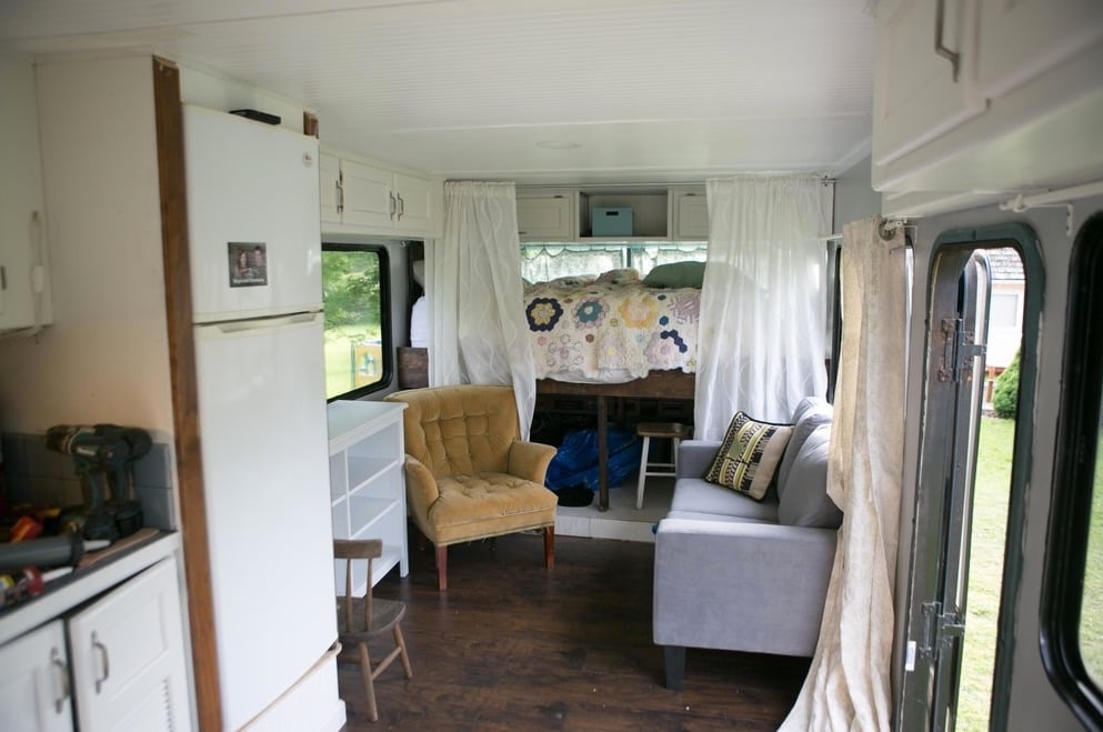 Another view of the living space showing how the family uses the area for daily activities