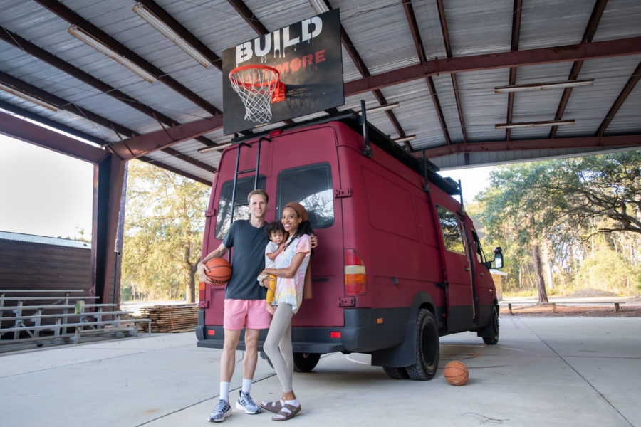 Family’s Van Conversion with Basketball Hoop! 2