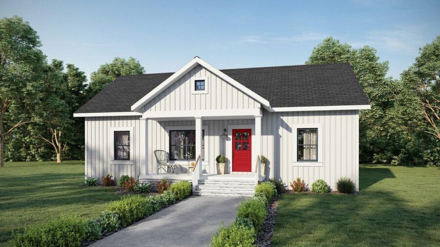 Farmhouse Style Plan 1035 sq ft, 3 bed Small House Plans