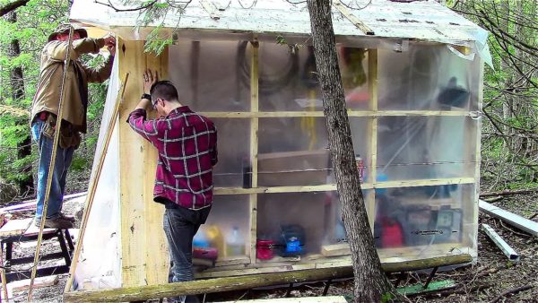 Father and Son Build 160 Dollar Bunkhouse Cabin 0011