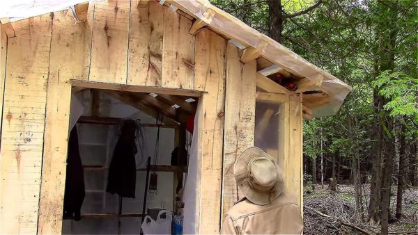 Father and Son Build 160 Dollar Bunkhouse Cabin 0013