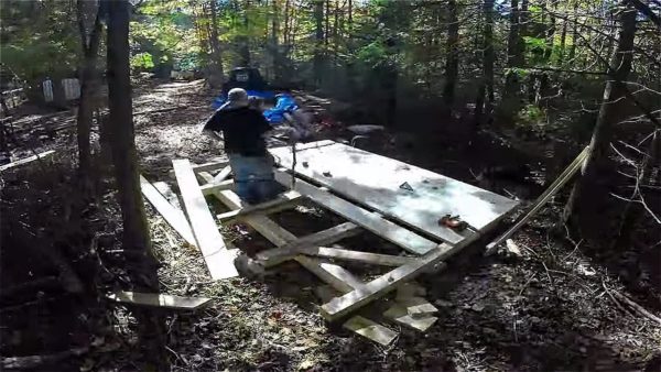 Father and Son Build 160 Dollar Bunkhouse Cabin 007