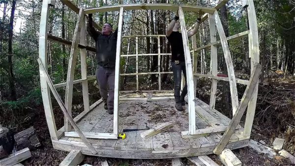 Father and Son Build 160 Dollar Bunkhouse Cabin 008